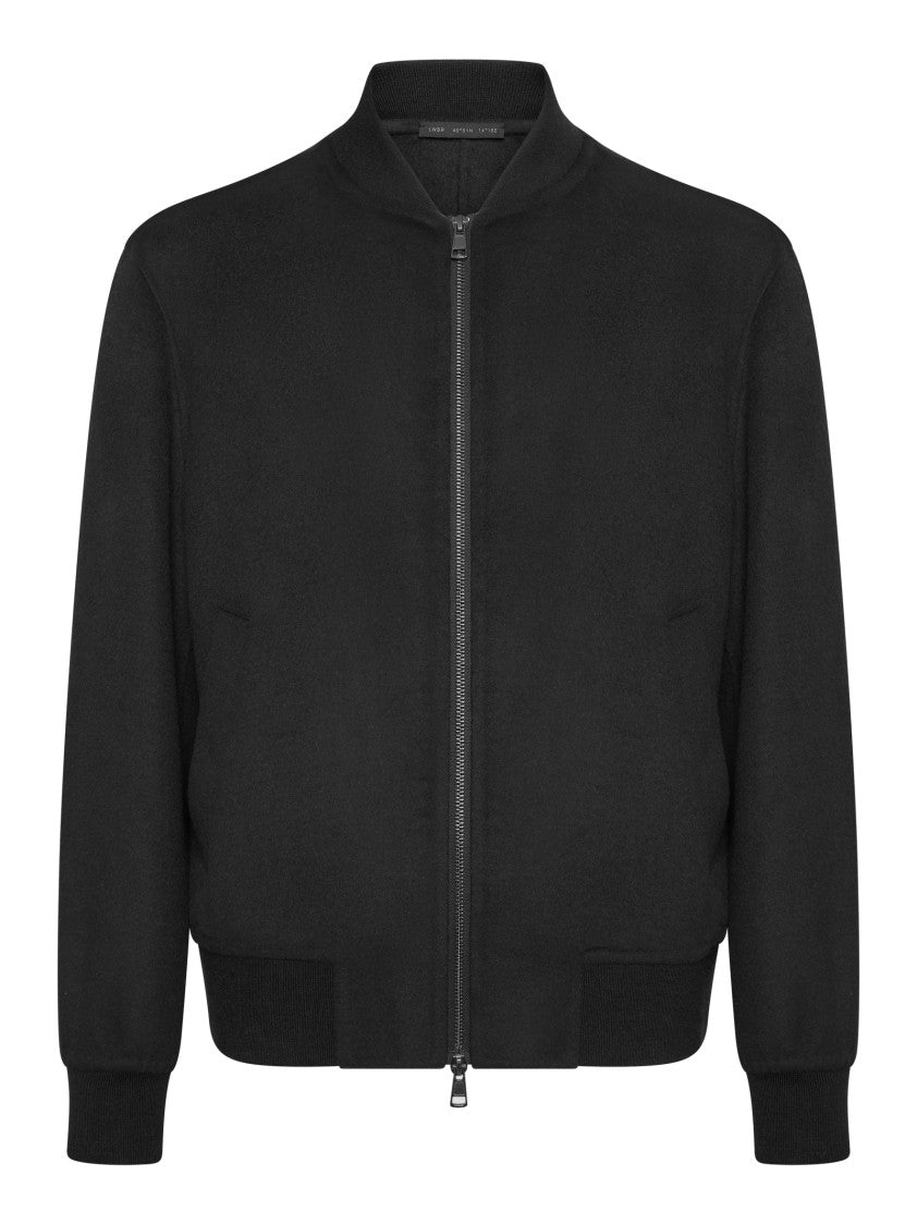 Low Brand Black Regular Fit Bomber Jacket In Stretch Double Wool