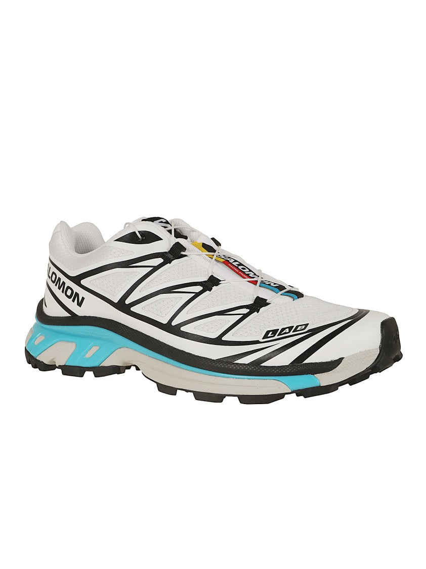 Salomon White Upper Trail Running Sneakers With Vibrant Blue Accents
