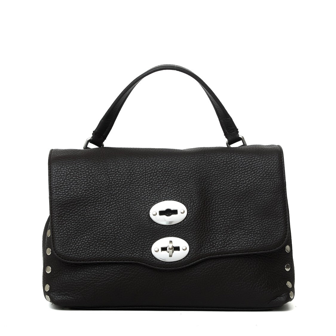 Zanellato Black Small Postina Daily Giorno Pebbled Leather Shoulder Bag