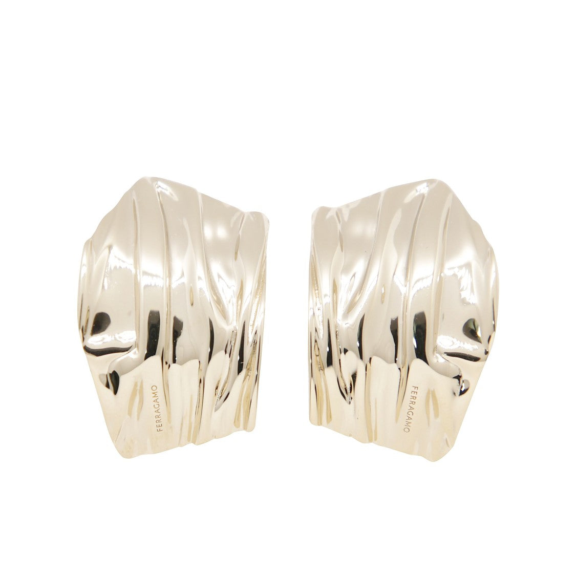 Ferragamo Gold Asymmetric Draped Earrings