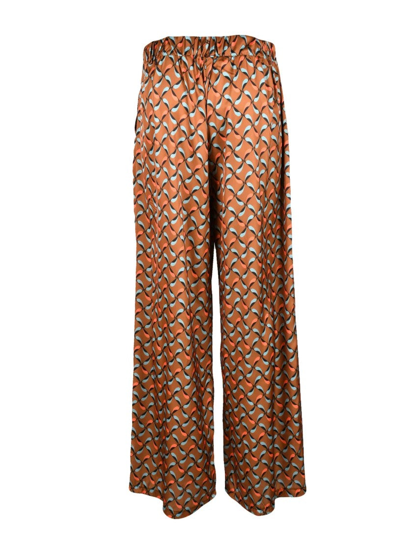 Think Wide-Leg Trousers With Geometric Pattern And Elastic Waist