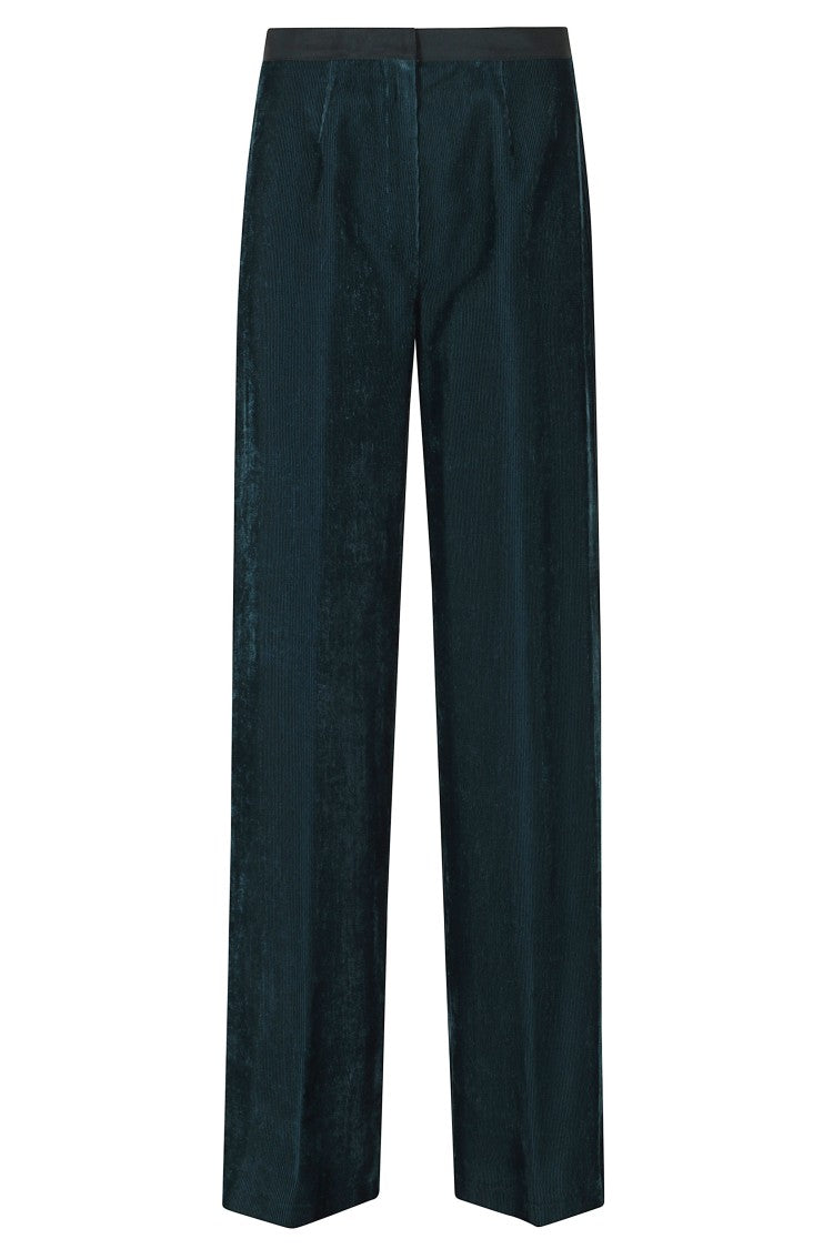 Forte Forte Jade Fluid High-Waisted Ribbed Viscose Velvet Wide-Leg Pants