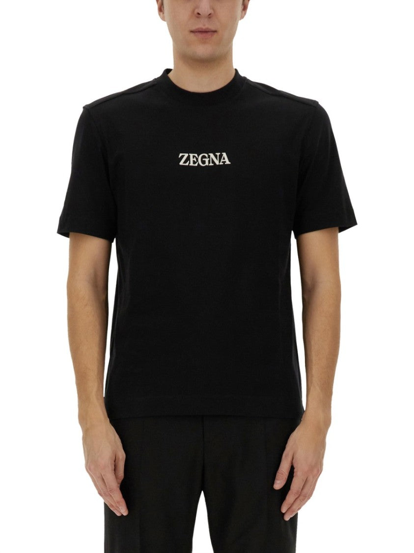 Zegna Black Jersey T-Shirt With Classic Crew Neckline