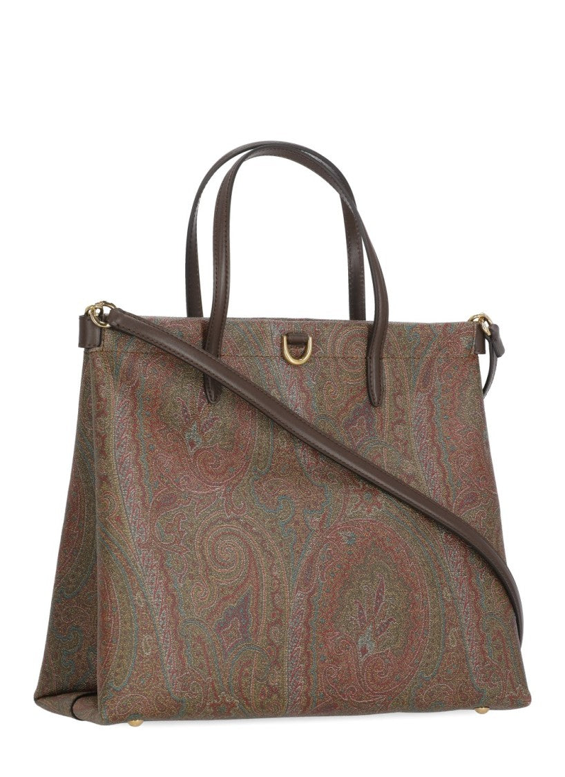 Etro Structured Cotton Shoulder Bag With All-Over Paisley Pattern