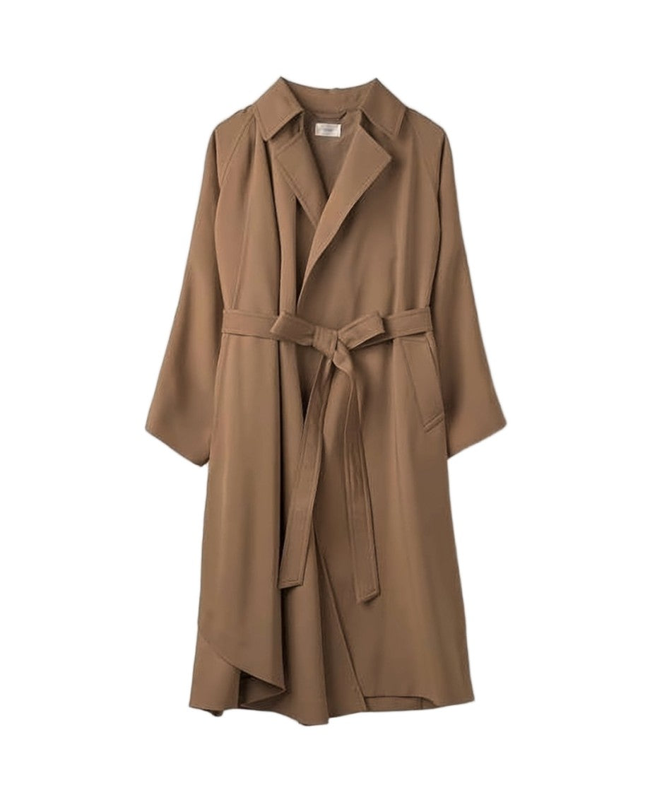 The Row Mid-Length Brown Coat With Self-Tie Belt