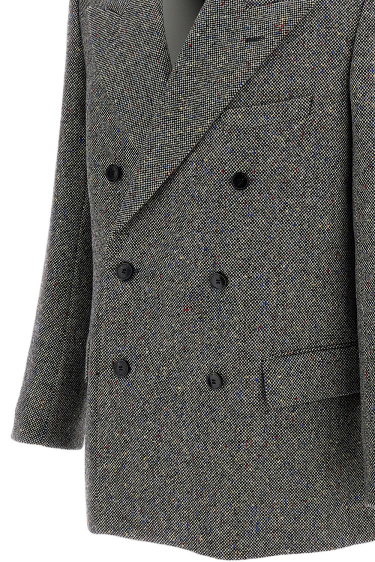 Dries Van Noten Grey Bosier Oversized Donegal Wool Double-Breasted Blazer