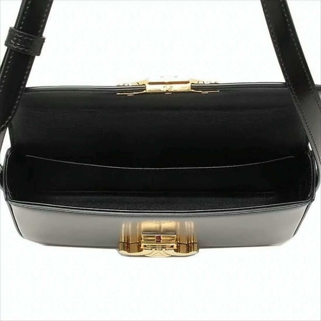 Celine Sleek Black Leather Shoulder Bag
