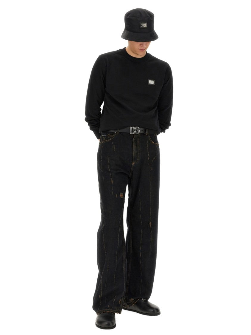 Dolce & Gabbana Cotton Sweatshirt With Subtle Logo Plaque