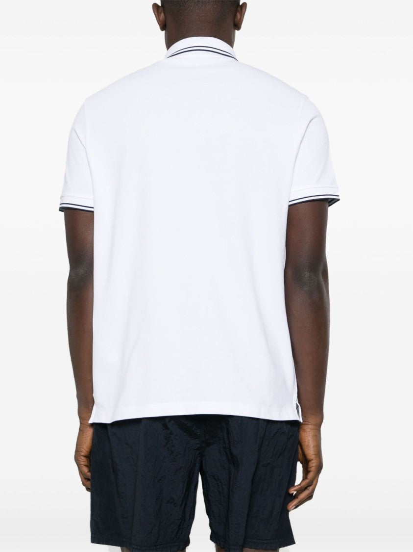 Stone Island White Polo Shirt With Structured Collar