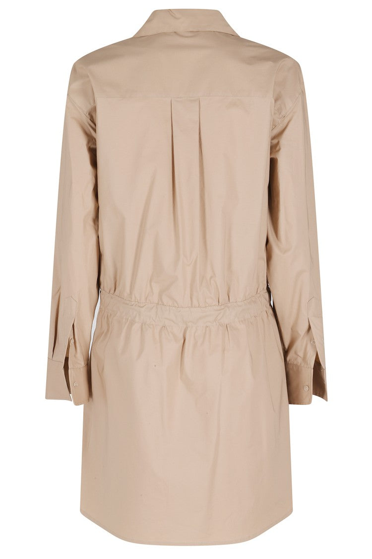 Federica Tosi Camel Poplin Leather-Belted Cotton Dress