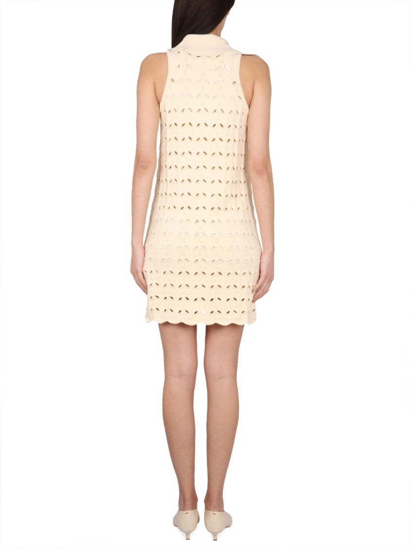 Max Mara Perforated Dress With Button Closure And Lightweight Design