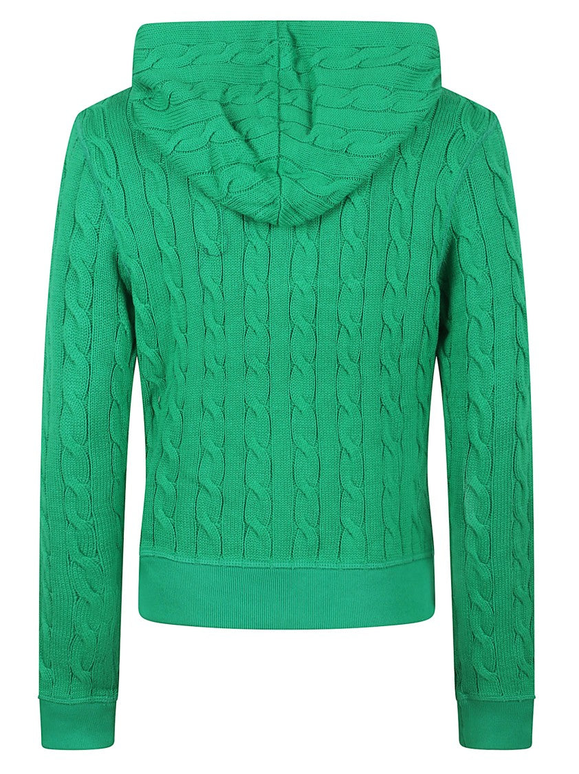 Polo Ralph Lauren Textured Cable Knit Hoodie With Full Zip Closure