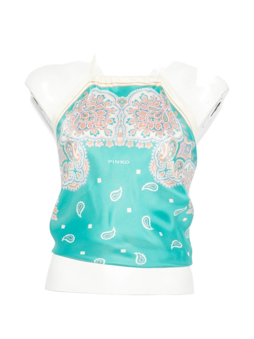 Pinko Paisley Print Halter Neck Top