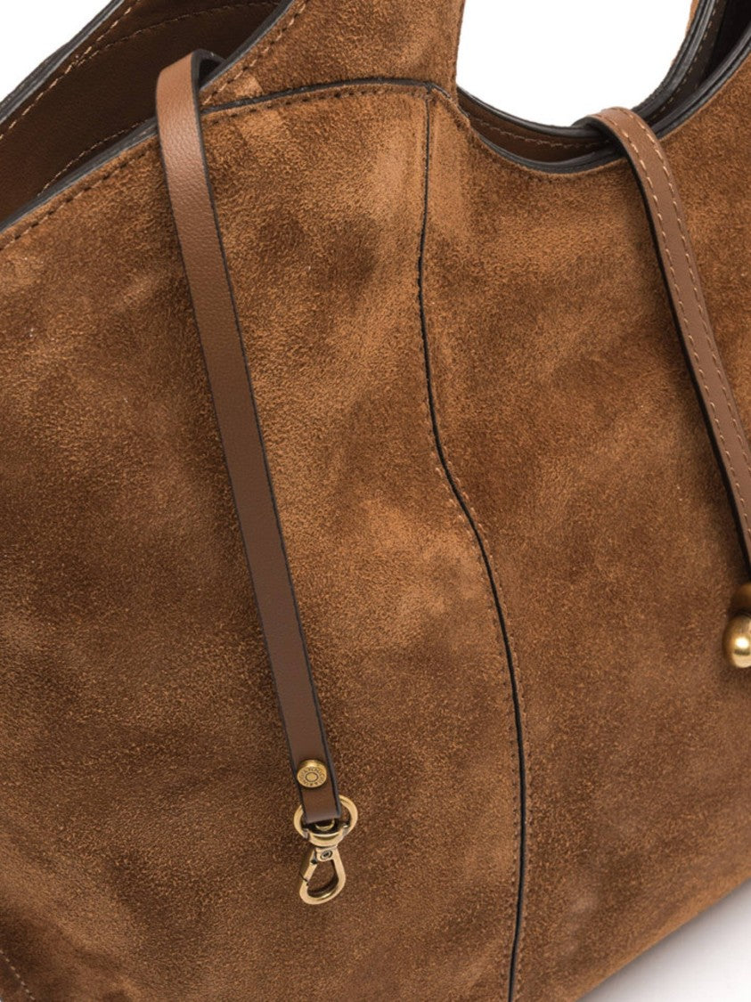Gianni Chiarini Brown Suede Tote Bag With Gold-Tone Accents