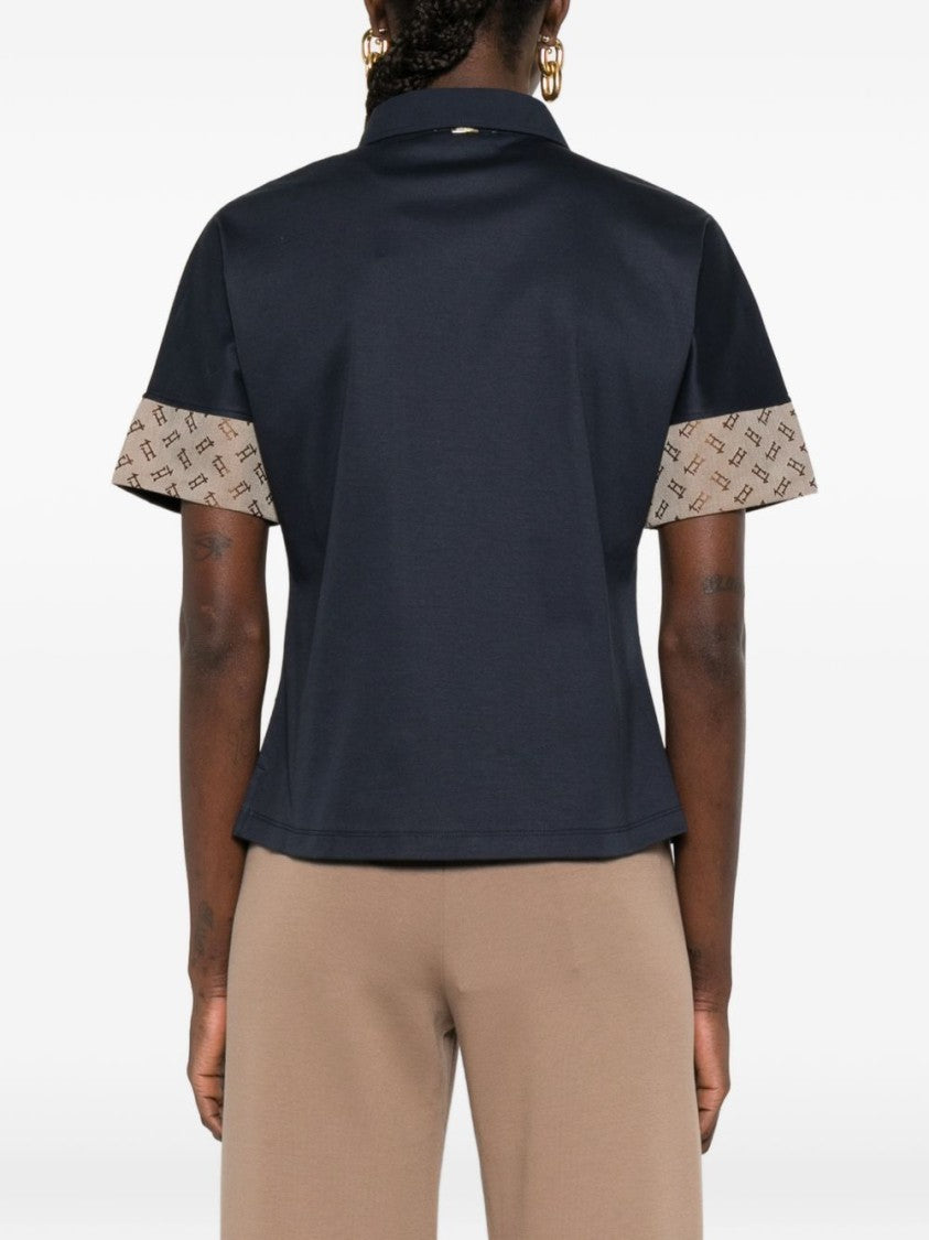 Herno Blue Printed Cuff Polo Shirt