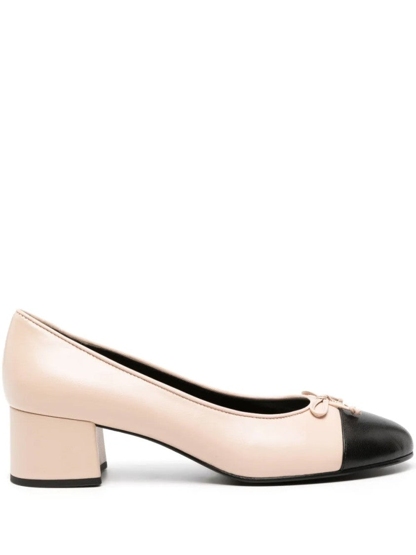 Tory Burch Multicolour Cap-Toe Bow Detail Leather Pumps