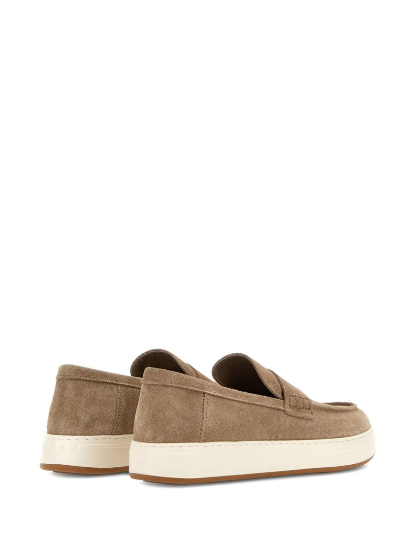 Hogan Penny Strap Suede Loafers With Contrast Rubber Sole