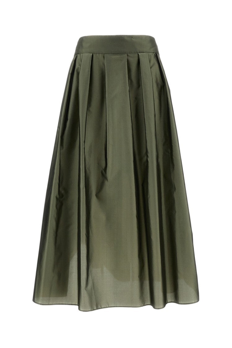 Max Mara Pleated Midi Skirt In Silk Blend Taffeta
