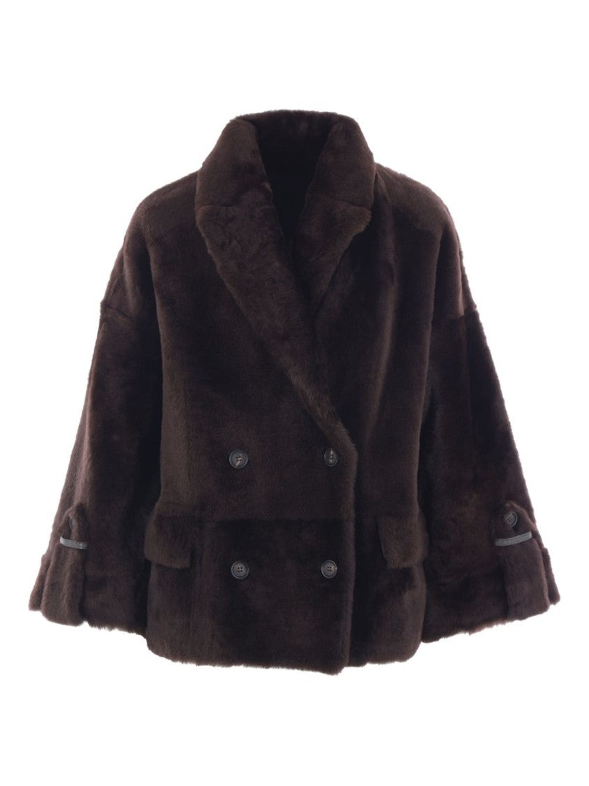 Brunello Cucinelli Double-Breasted Coat With Plush Texture