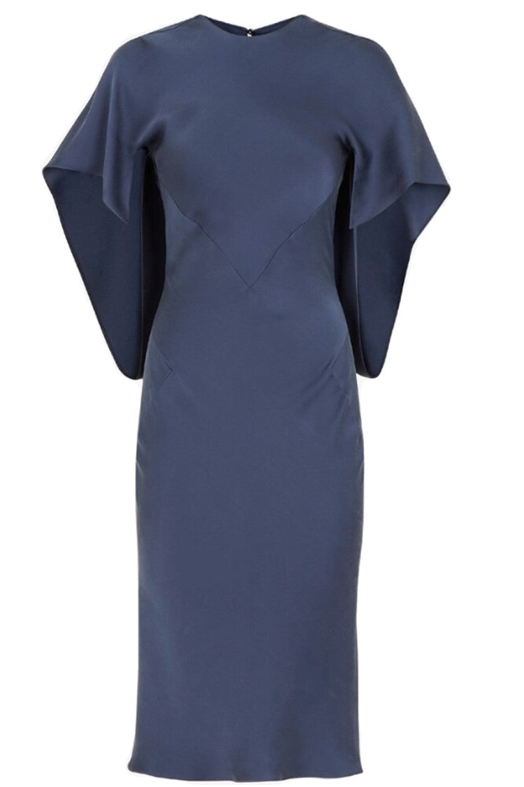 Fendi Flowy Silk Dress With Cape-Like Sleeves