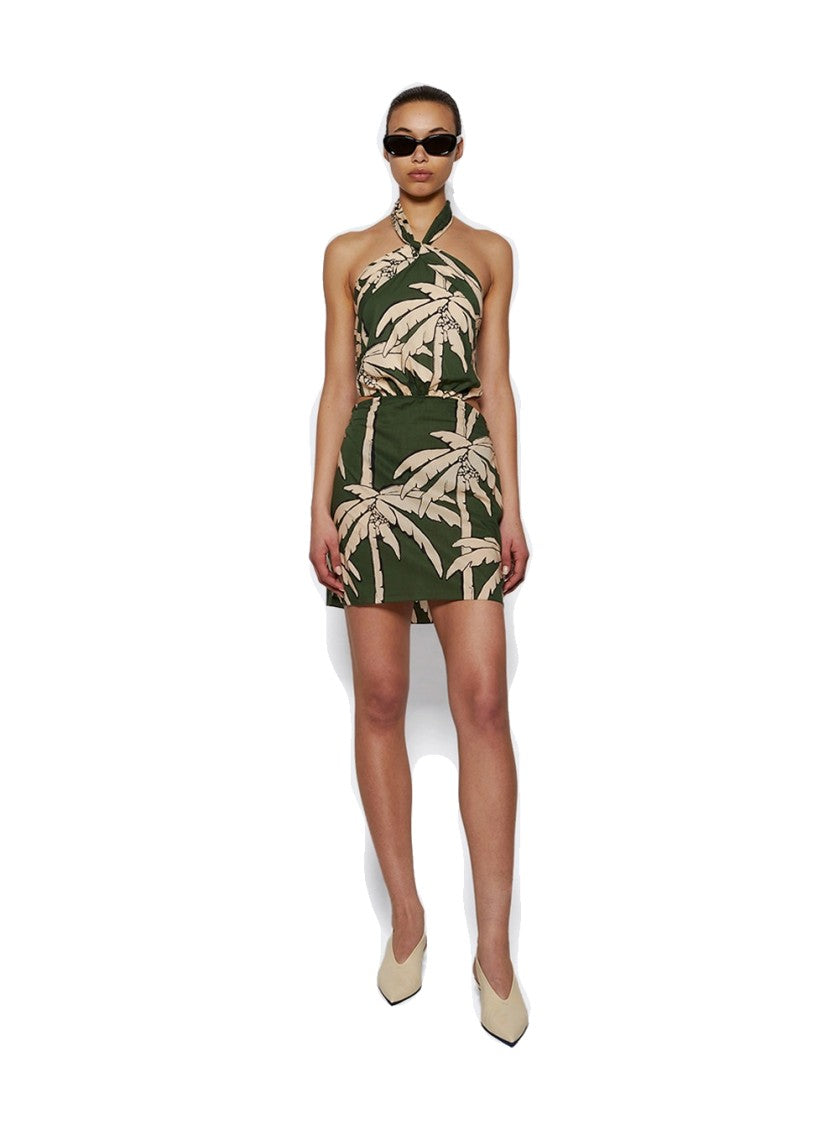 Johanna Ortiz Heart Pirate Mini Dress Green And Ecru