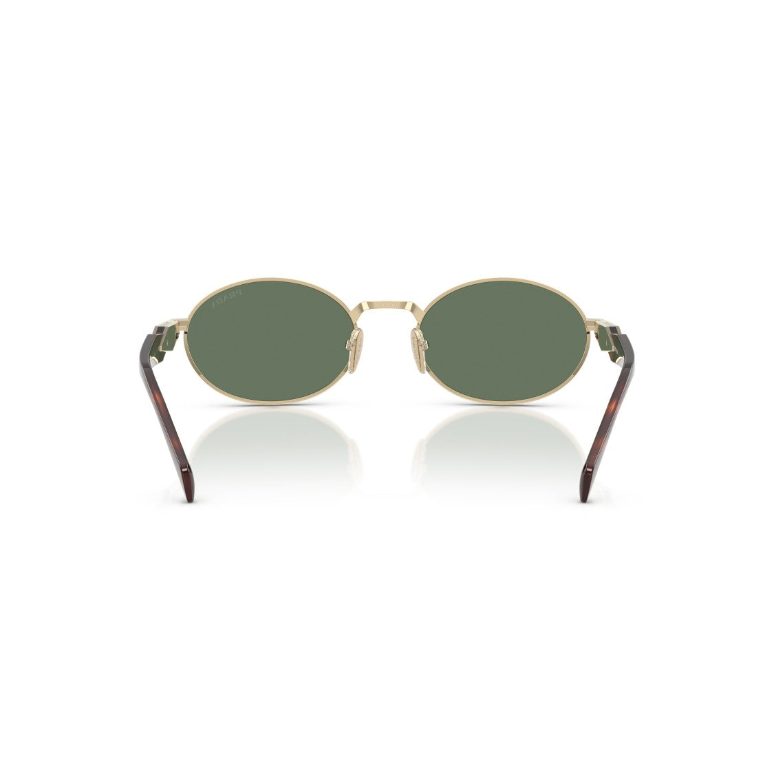 Prada Oval Green Lens Sunglasses With Gold Frame