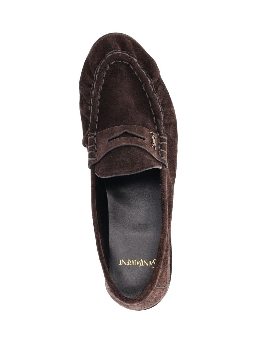 Saint Laurent Brown Le Loafer Suede Loafers