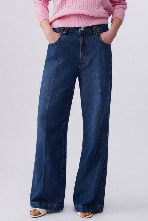 Liu Jo High-Waisted Flare Jeans With Jewel Belt Loops