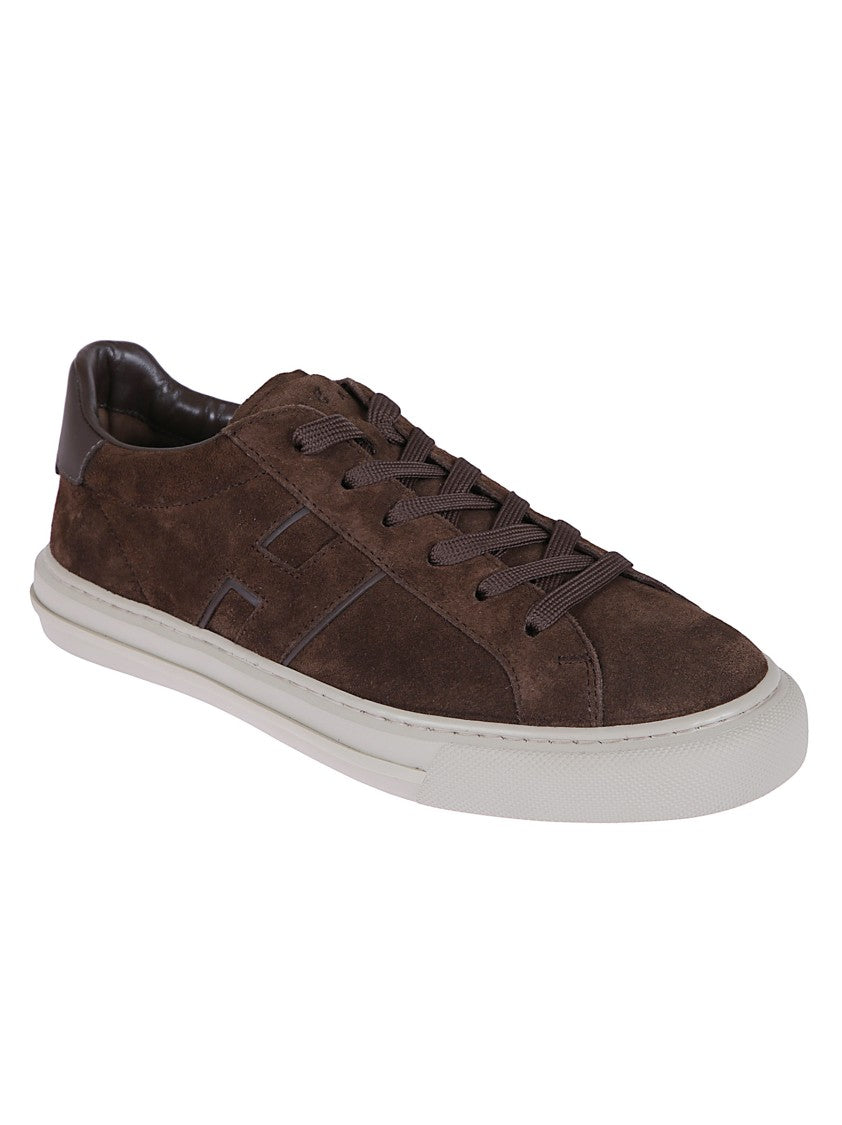Hogan Low-Top Brown Suede Sneakers With Leather Accents