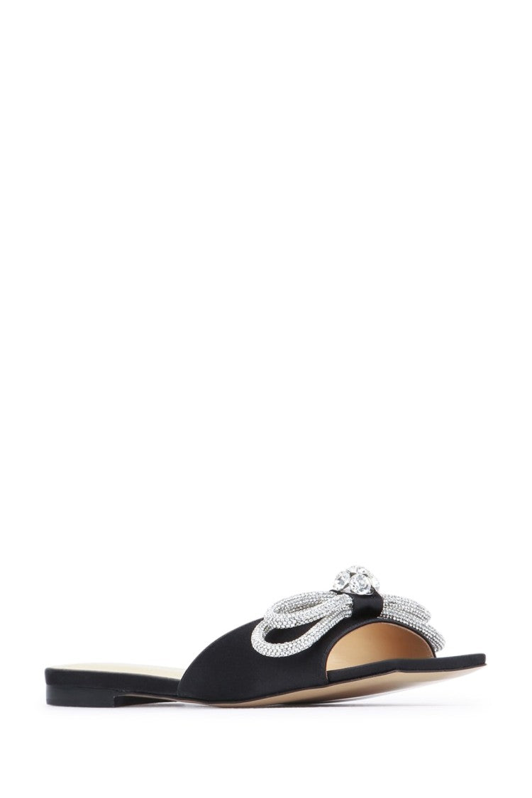 Mach & Mach Pointed Toe Slip-On Shoes With Crystal Embellishment