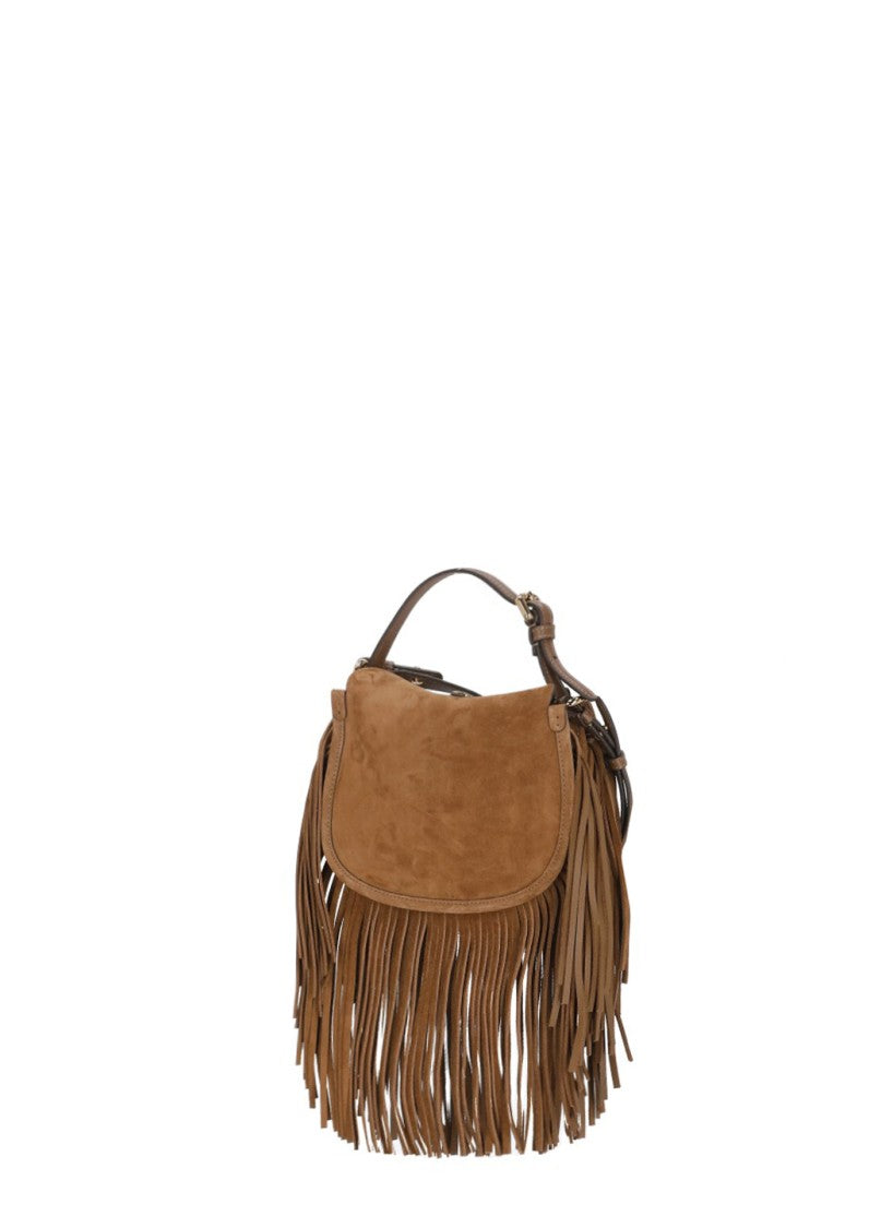 Etro Suede Leather Pony Shoulder Bag With Fringed Detail