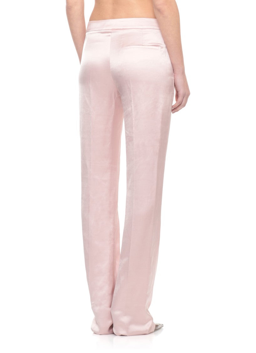 The Andamane Pink Gladys Satin Straight-Leg Pants