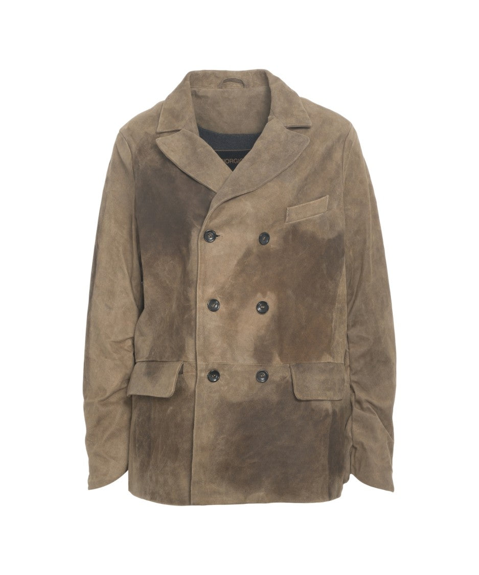 Giorgio Brato Suede Blazer With Double-Breasted Closure And Flap Pockets