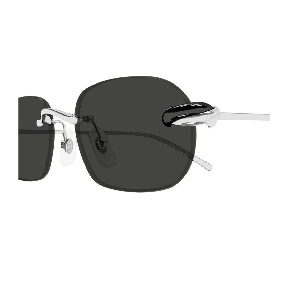 Cartier Silver/Grey Ct0686s Metal Rectangular Sunglasses