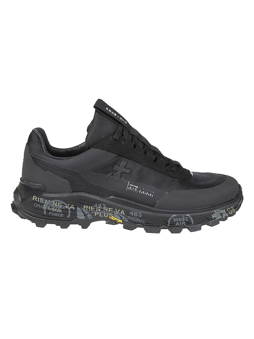 Premiata Black Devin Low-Profile Polyurethane Sneakers