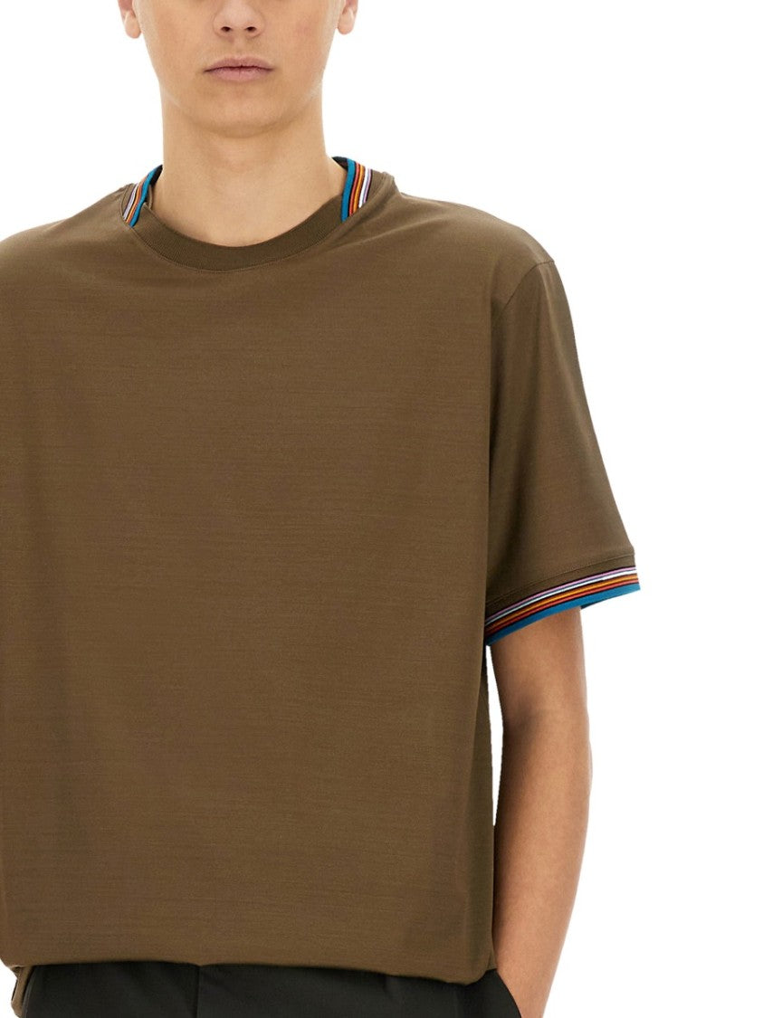 Paul Smith Relaxed Fit Brown Cotton T-Shirt