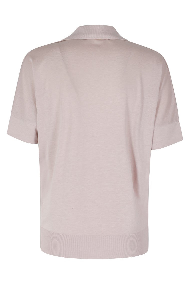 Herno Powder Polo Skipper Ribbed-Trim Cotton-Blend Polo Shirt