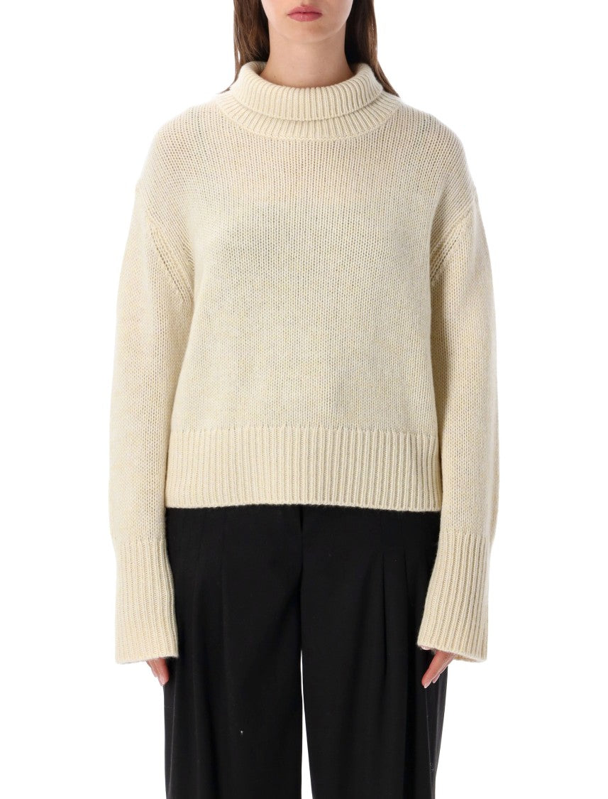 Lisa Yang Femi High-Neck Dropped Shoulder Knit Sweater