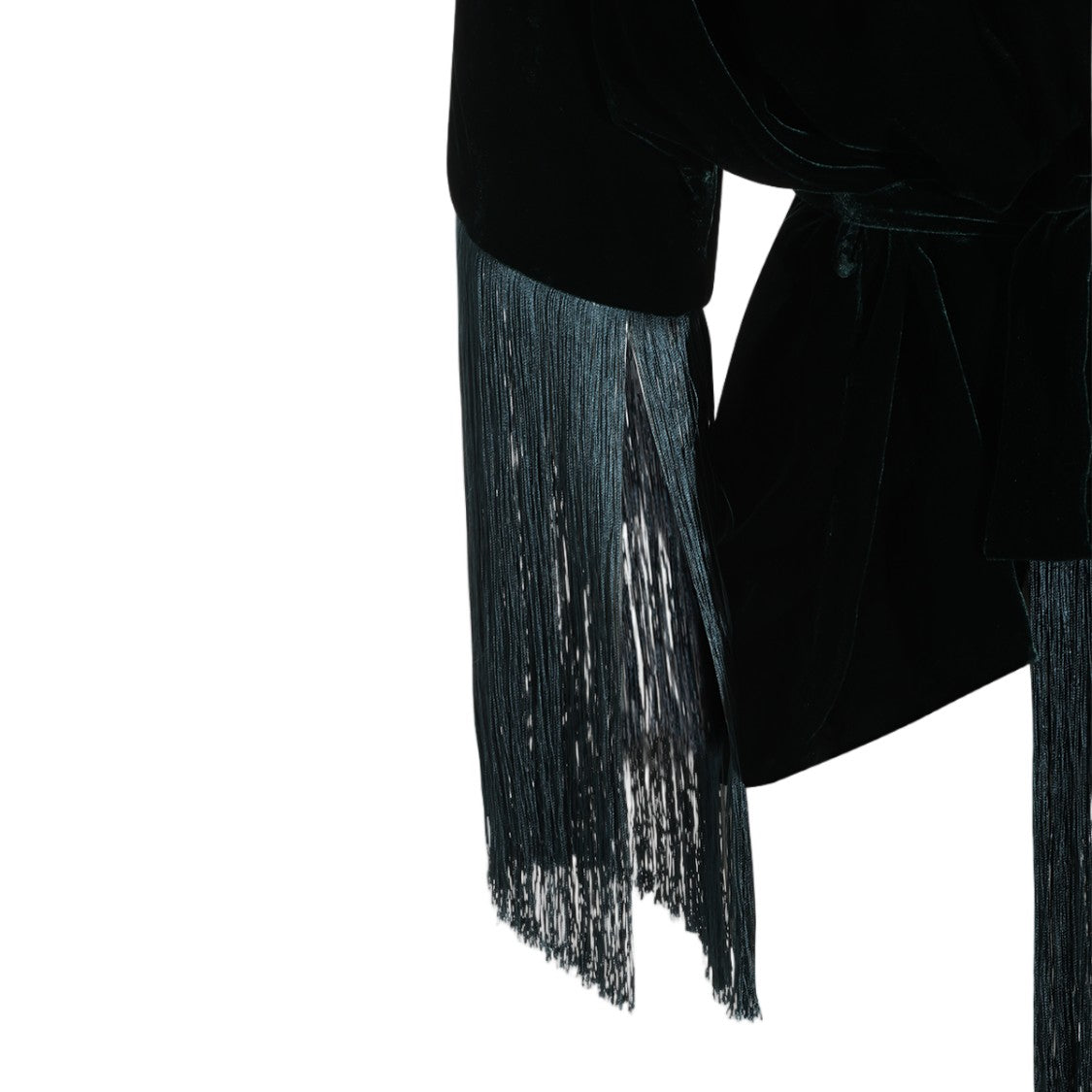 Antonelli Firenze Wrap-Style Velvet Fringe Sleeve Top