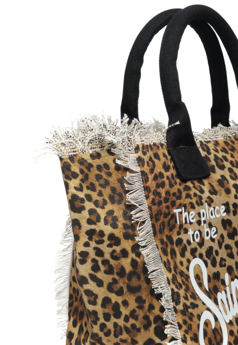 Mc2 Saint Barth Rectangular Tote Bag With Leopard Print