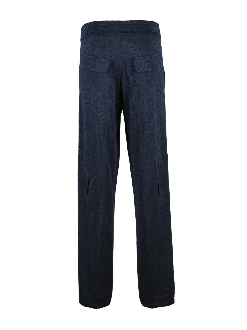 Circus Hotel Blue Lurex Viscose-Blend Wide-Leg Track Pants