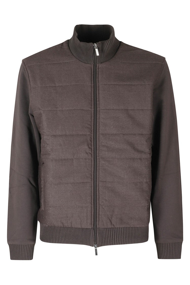 Fay Quilted Stand-Up Collar Two-Material Jacket