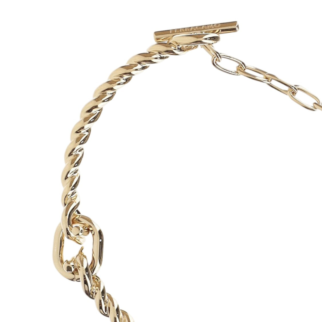 Salvatore Ferragamo Gold Brass Torchon Hook Bracelet
