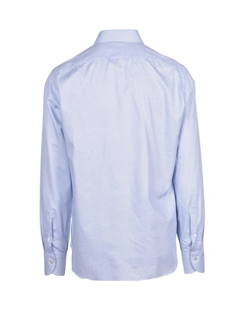 Borriello Light Blue Textured Cotton Shirt
