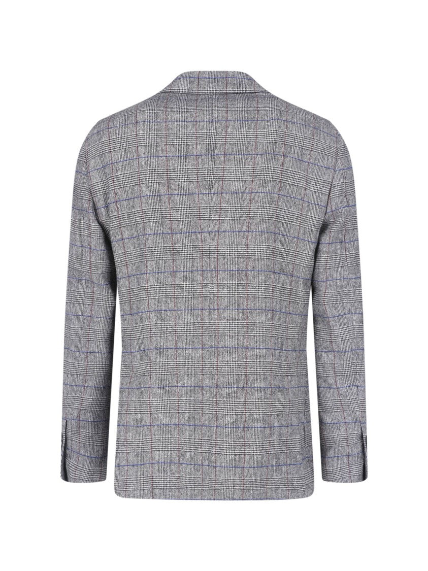 Lardini Grey Virgin Wool-Blend Pattern Blazer