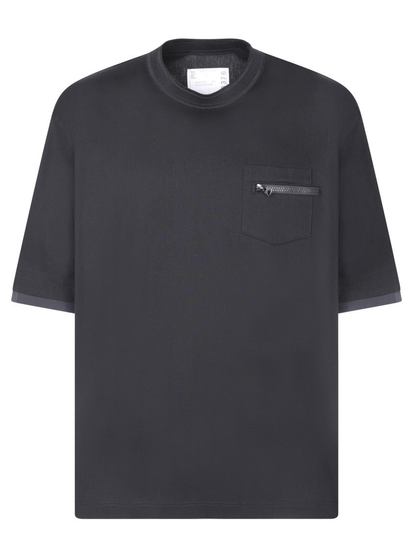 Sacai Black Cotton T-Shirt