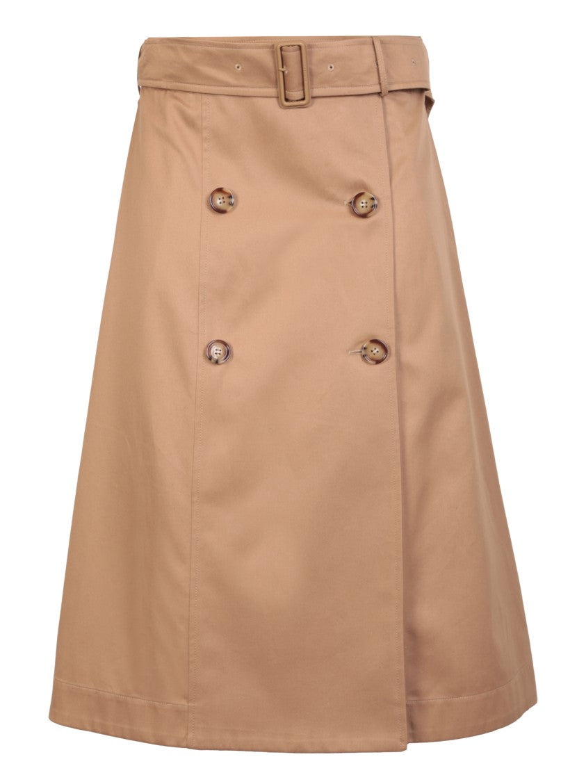 Burberry Brown Flared-Cut Midi Skirt