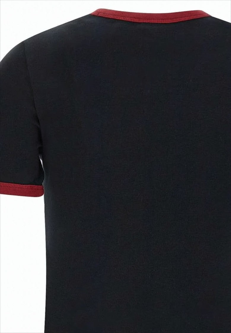 Courrèges Fitted Cotton Crop Top With Contrasting Trims