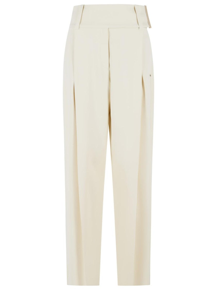 Sportmax 'Oblo' Wide Trousers In Ivory White Stretch Viscose