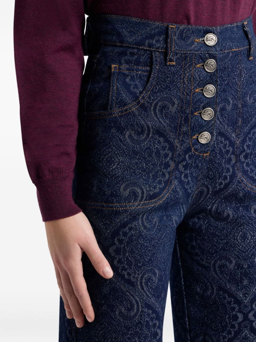 Etro Flared Blue Washed Stretch Jeans
